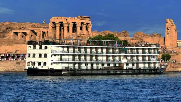 Egypt Nile cruise in front of Kom Ombo Temple