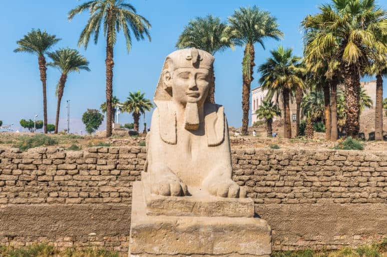 Sphinx Statue Representing King Ramses II in Luxor temple. Luxor is one of the top  Egypt destinations for those who are interested in Egyptian history.
