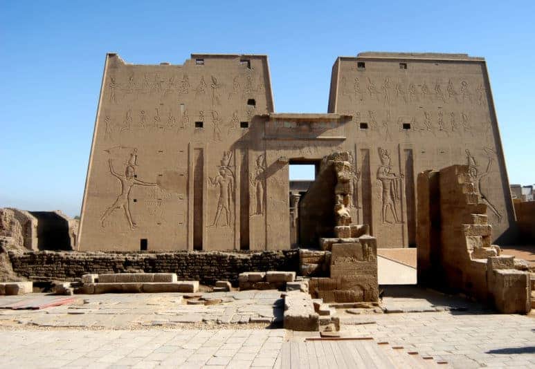 Ancient temple Edfu in Egypt, Entrance view