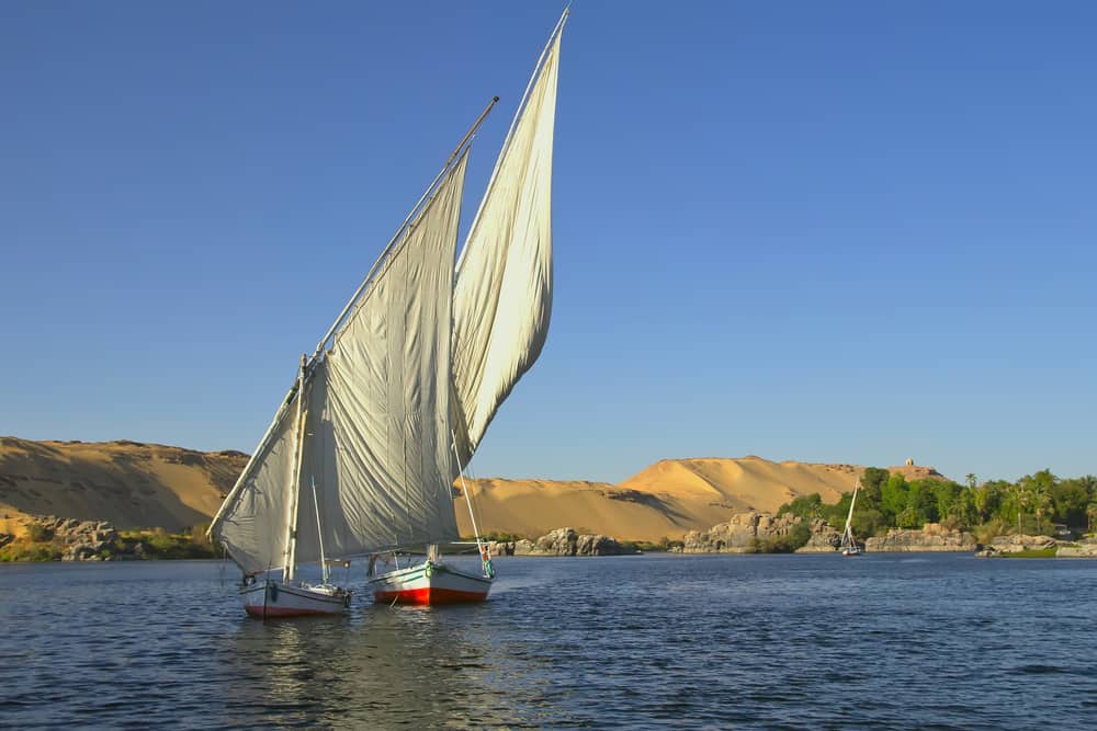 Typical sailing on the Nile in Aswan, Egypt