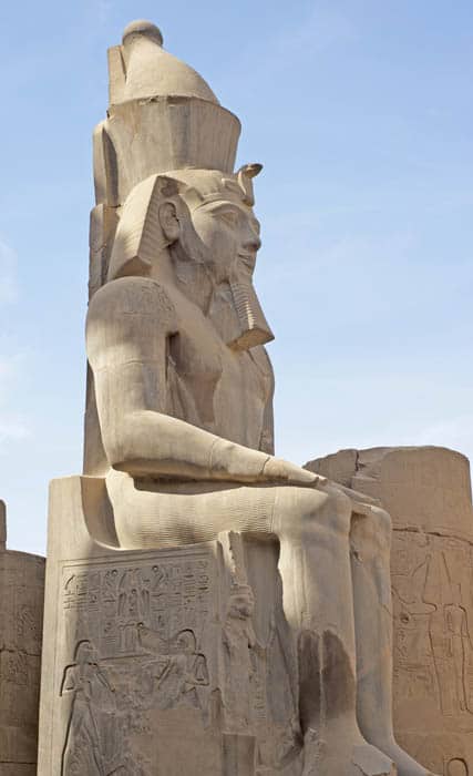 One of the large statues of Ramses II at Luxor Temple in Egypt