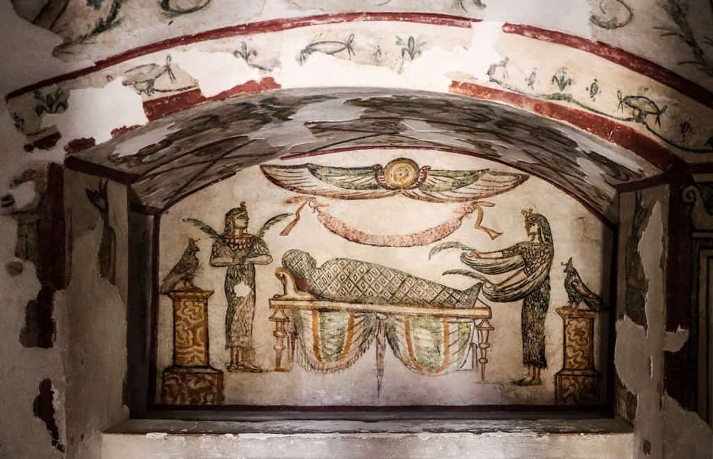 Catacombs of Kom el Shoqafa, Alexandria, Egypt - Painted tomb