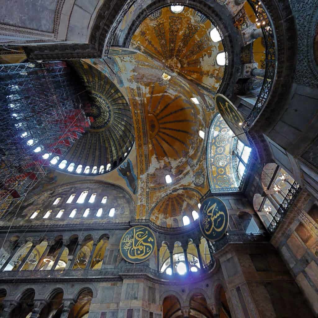 Hagia Sophia, Istanbul, Turkey - View upward to domes